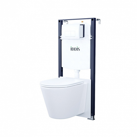 Подвесной унитаз с инсталляцией и клавишей смыва белой, Basic, IDDIS, BASC030i73
