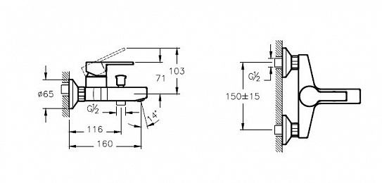Смеситель для ванны Vitra Fold S хром A42535EXP
