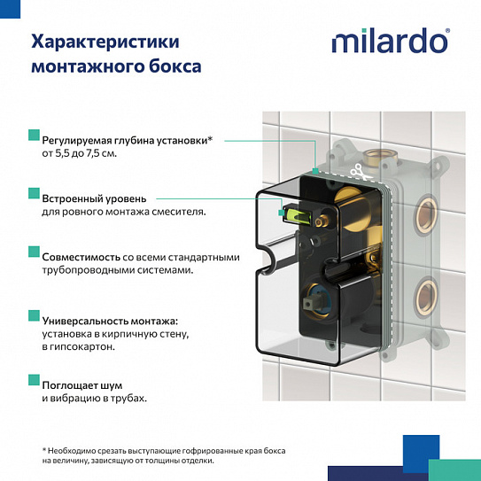 Душевая система скрытого монтажа с тропическим душем Milardo Rora RORSB03M68
