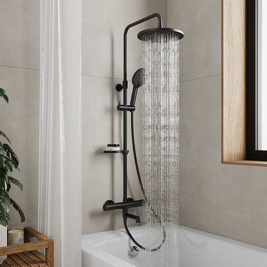 Душевая система с термостатом Milardo Ideal Spa ILSBLTHM06 цвет черный