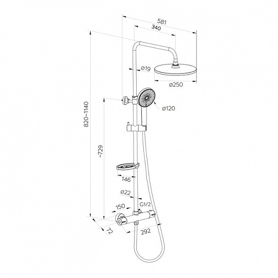 Душевая система с термостатом Milardo Ideal Spa ILSSBTHM89 хром