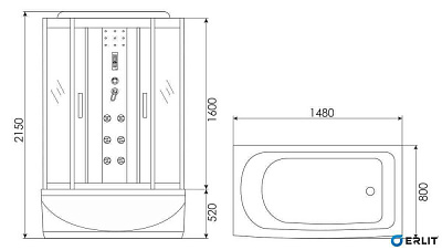 Душевой бокс ERLIT™ ER4515TP-C3-RUS (148*80*215)