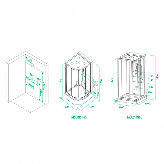 Гидромассажная кабина Iddis Mirro 100*100*220 M50R101i85