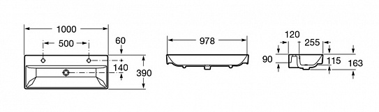 Раковина мебельная Roca Oleta накладная 2 отверстия, 1000х390 3274C700Y