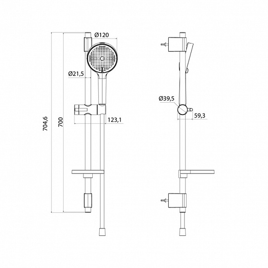 Душевой гарнитур, глянцевый хром, Iddis Aiger, AIG4C70i16