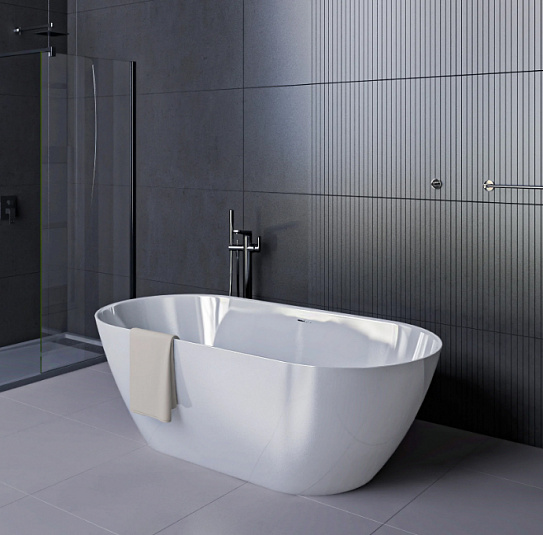 Ванна отдельностоящая 170х80 из литьевого мрамора Катания белая BAS ВА00029