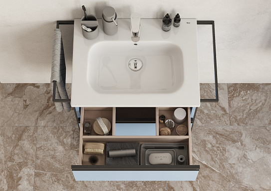 Тумба с раковиной Roca Domi 60 2 ящика ZRU9307870, небесный синий матовый