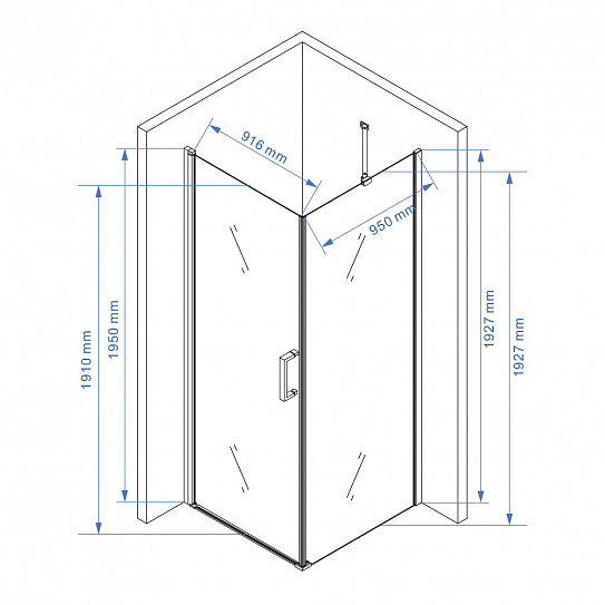 Душевое ограждение 100х100 MONTEREY EX-217 хром прозрачное стекло 8мм