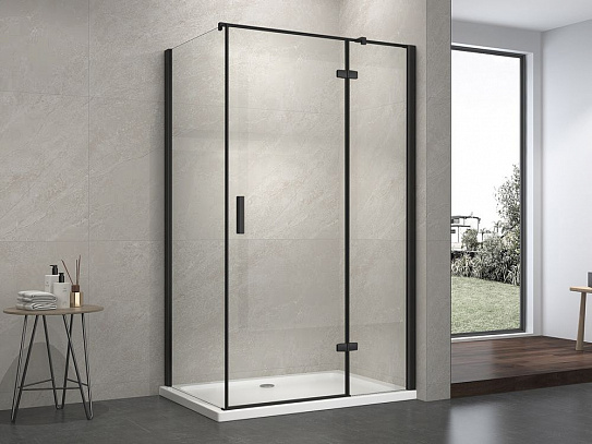 Душевое ограждение 120х90 MONTEREY EX-404B черное прозрачное стело 8мм
