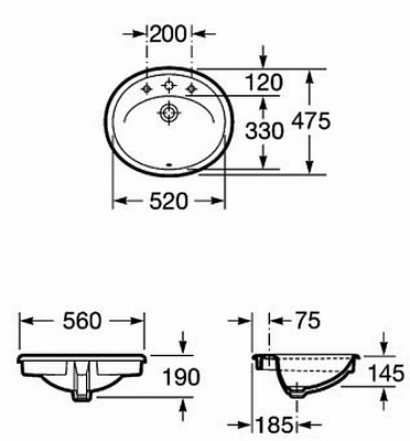 Раковина встраиваемая сверху Roca Adora 56x47 327203000