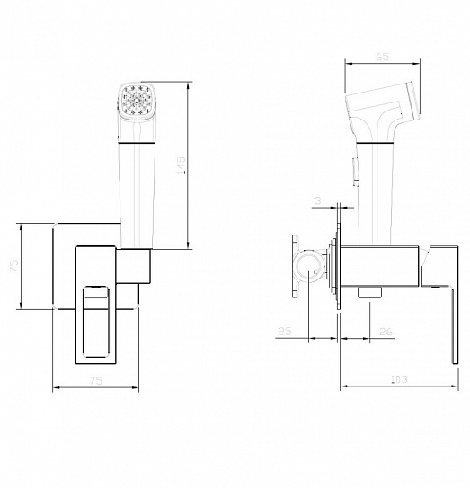 Смеситель с гигиеническим душем DQ Dortmund DA1714506 встраиваемый графит