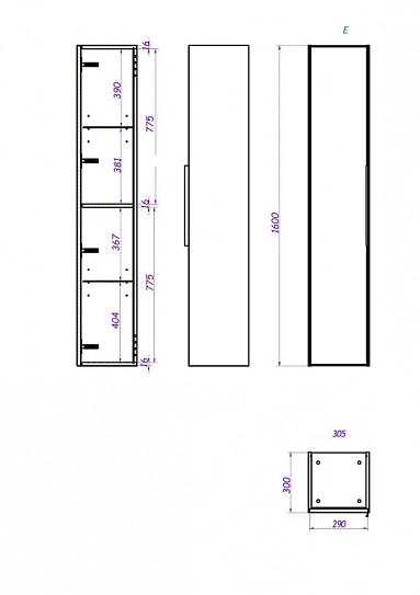 Шкаф-пенал 30 см La Fenice  Simpla Cappuccino FNC-05-SIM-C-30 бежевый матовый