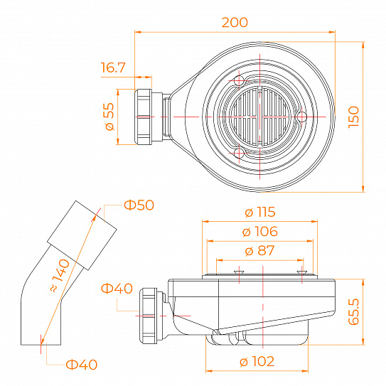 Сифон RGW Stone 50241120-00 S-2 Ø 90мм хром