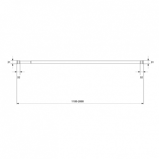 Карниз для ванной комнаты, 110-200 см, голубой, Easy, Milardo, 011A200M14