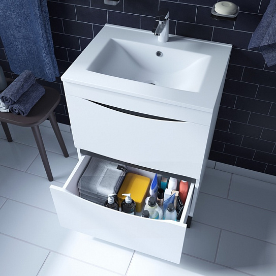 Тумба с умывальником, напольная, 60 см, белая, IDDIS Cloud CLO60WFi95K