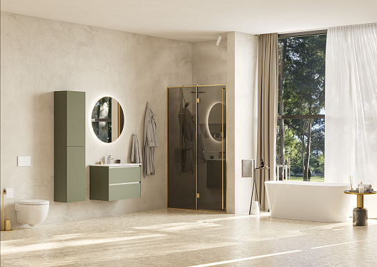 Тумба под раковину подвесная Roca Ona Olive 800 оливковый матовый, 2 ящика, ZRU9307860