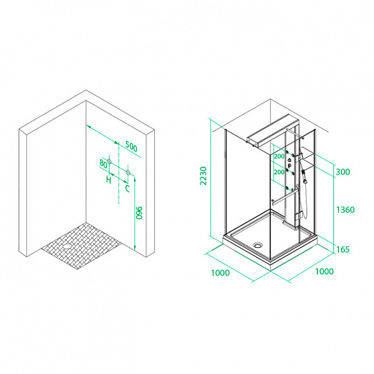 Гидромассажная кабина Iddis Nona 100*100*223 N80S101i85