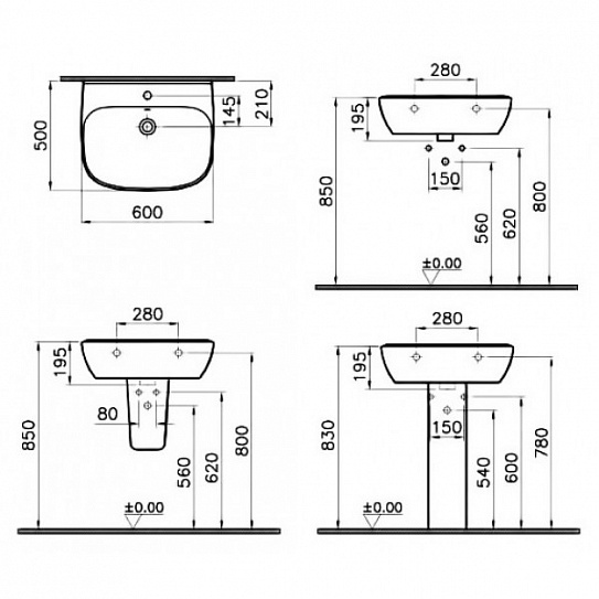 Раковина Vitra Zentrum 60 см 5786В003-0001