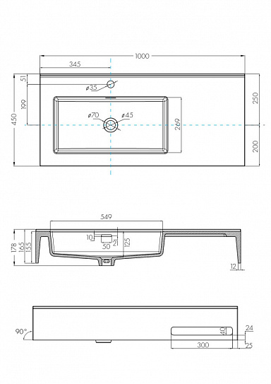 Раковина AQUATON Квадро Про 100 левая 1A733331QA01L