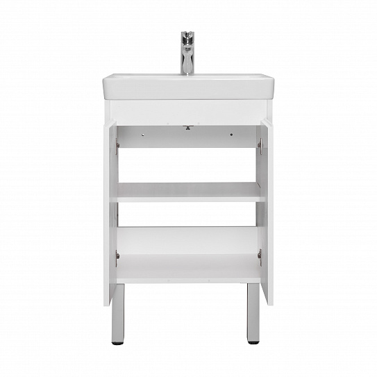 Тумба с раковиной AQUATON Сканди Doors 55 белый глянец/белый матовый 1A278801SD010