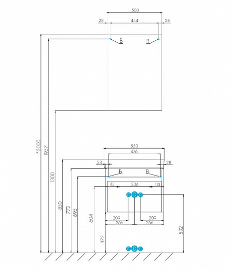 Тумба под раковину подвесная Aquaton Асти 55 белый - ясень шимо 1A263101AXD70