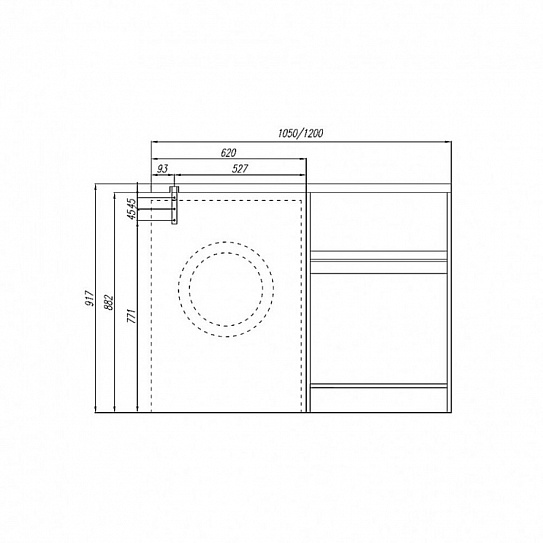 Раковина над стиральной машиной Aquaton Лондри 120 графит  1A72843KLH21L левая