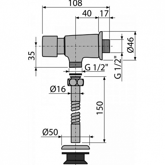 Кран смывной для писуара AlcaPlast ATS001