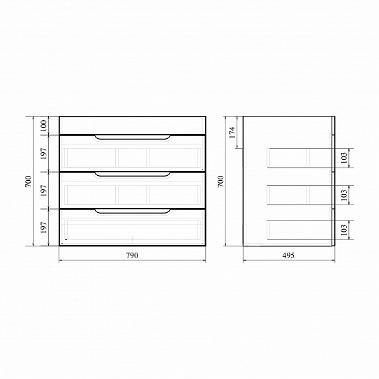 Тумба напольная MIRSANT Soho Quadro 80 УТ000043908 (раковина Deep-80)