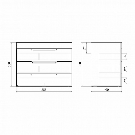 Тумба напольная MIRSANT Soho Quadro 90 УТ000085918 (раковина Deep 90)