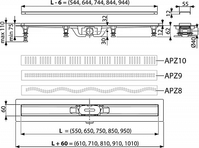 Душевой лоток AlcaPlast APZ10-750M Simple