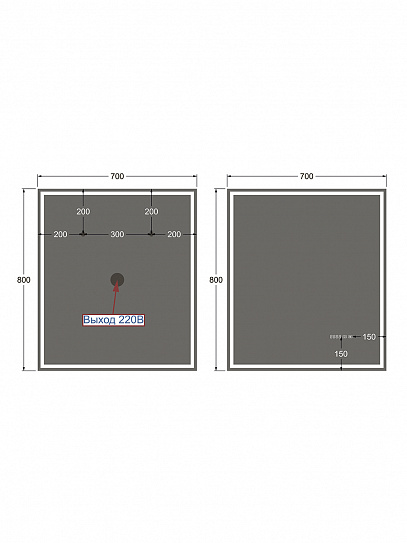 Зеркало в ванную с подсветкой и подогревом Monterey Аделия 70x80 (холодный свет, мультиблок, на касание)