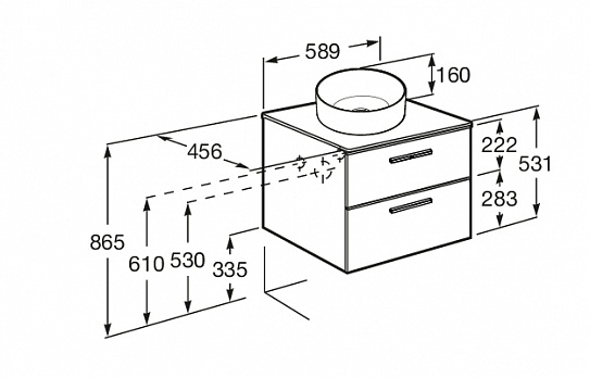Тумба под раковину Roca Victoria 60 городской дуб 2 ящика A857468402