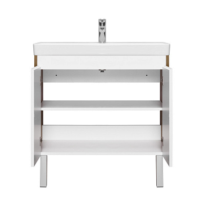 Тумба под раковину 80см Сканди Doors 80 AQUATON белый глянец/дуб рустикальный 1A282901SDZ90