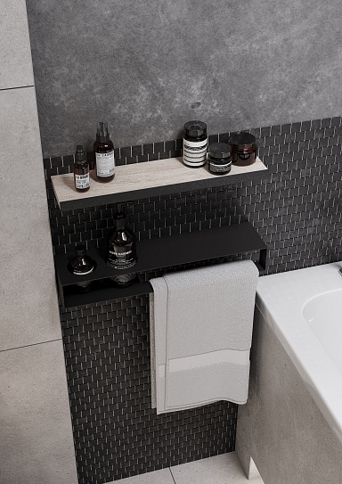 Тумба под накладную раковину Aquaton Лофт Урбан 80 серый графит, дуб орегон 1A247601LQX60