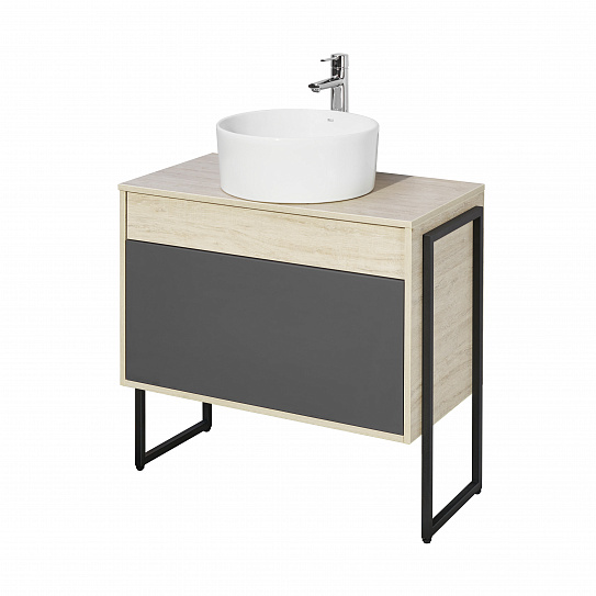 Тумба под накладную раковину Aquaton Лофт Урбан 80 серый графит, дуб орегон 1A247601LQX60