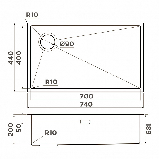 Мойка кухонная Artekey OMOIKIRI TAKI 74-U/IF-L SIDE 4997471 нержавеющая сталь