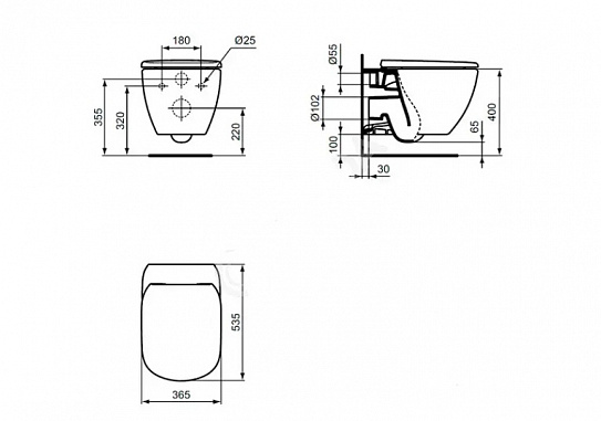 Чаша подвесного унитаза Ideal Standard Теси AQUABLADE T007901