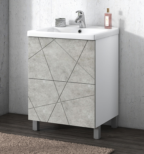 Тумба с раковиной Vigo Geometry 2-600 бетон (умывальник Фостер)