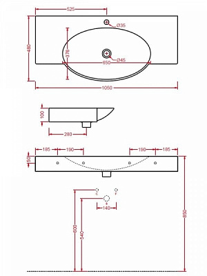 Раковина Artceram Swing L1080 105см