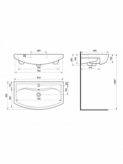 Раковина мебельная Акватон Смайл 80 1WH207783