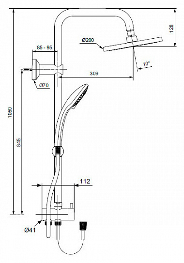 Душевая система Ideal Standart Рэйн Эко A6281AA