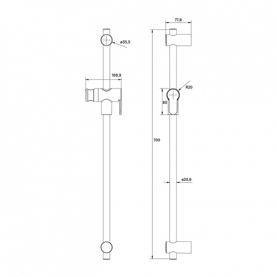 Стойка для душа Iddis Ray RAY70C0i17, хром