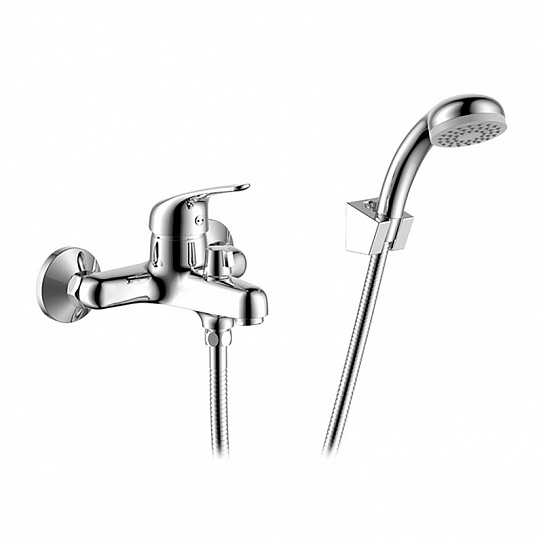 Смеситель для ванной с коротким изливом Milardo Flat-M FLMSBC0M02 аксессуары в комплекте,керам.дивертор