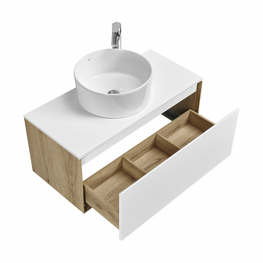 Тумба под накладную раковину Aquaton Либерти 90 дуб эльвезия белый глянец 1A279901LYC70