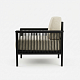 Кресло на каркасе из бамбука 830 с подушками FN-059D-2 BLACK BAMBOO+WHITE FABRIK