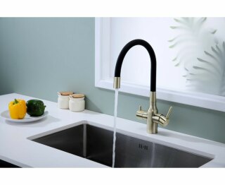 Смеситель для кухни Paulmark Salix под фильтр с гибким изливом, бронза, Sa213419-BR