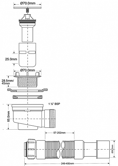Трап для душевого поддона McALPINE MRS5C-SLF-65