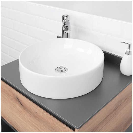 Раковина накладная 40 см круглая Sanita Luxe Best Slim 40 BST40SLWB01S