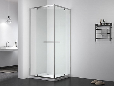 Душевое ограждение 90х90 MONTEREY EX-508 квадрат хром прозрачное стекло 6мм (Side Sliding)