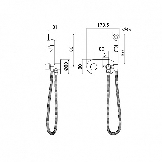 Смеситель встраиваемый с гигиеническим душем Iddis Axes AXESBRBi08